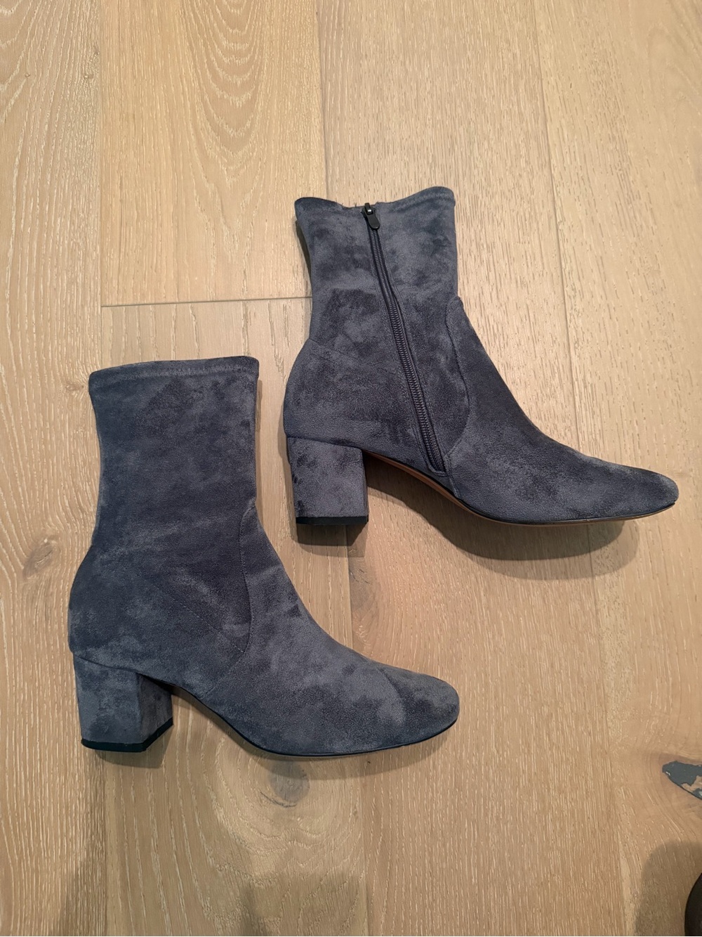 Silent D Suede Block Heel Ankle Boots in Charcoal Gray - Anthropologie